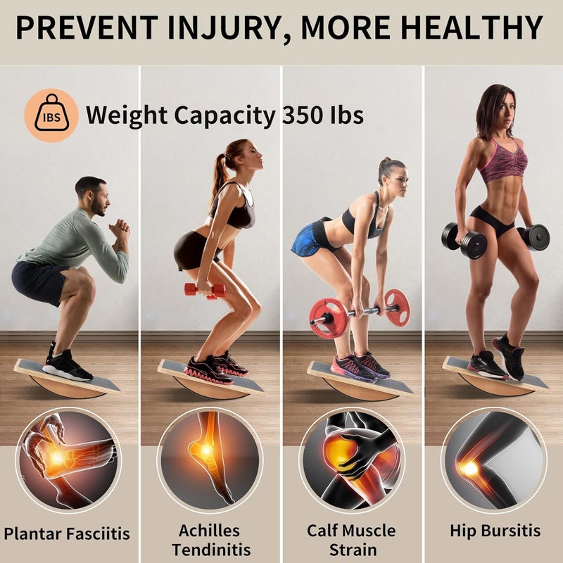 Juoe Balance Board Wobble Board for Adults and Kids - Anti-Slip 350LBS Balance Board for Physical Therapy,Balance Training,Posture Correction,Standing Desk Core Strength Wooden Balance Rocker Board - Image 4